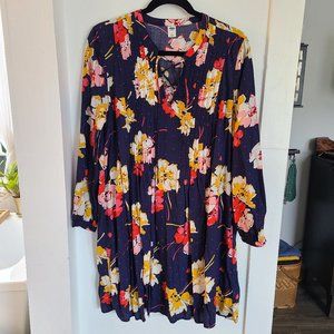 Floral Long Sleeve Mini Shirt Dress